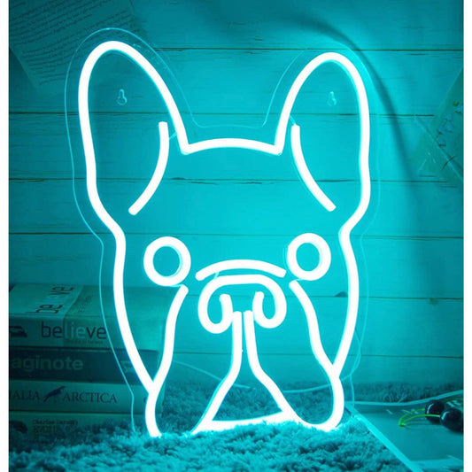 Lovely Large Bright Blue French Bulldog Frenchie LED Night Light Puppy Dog Room