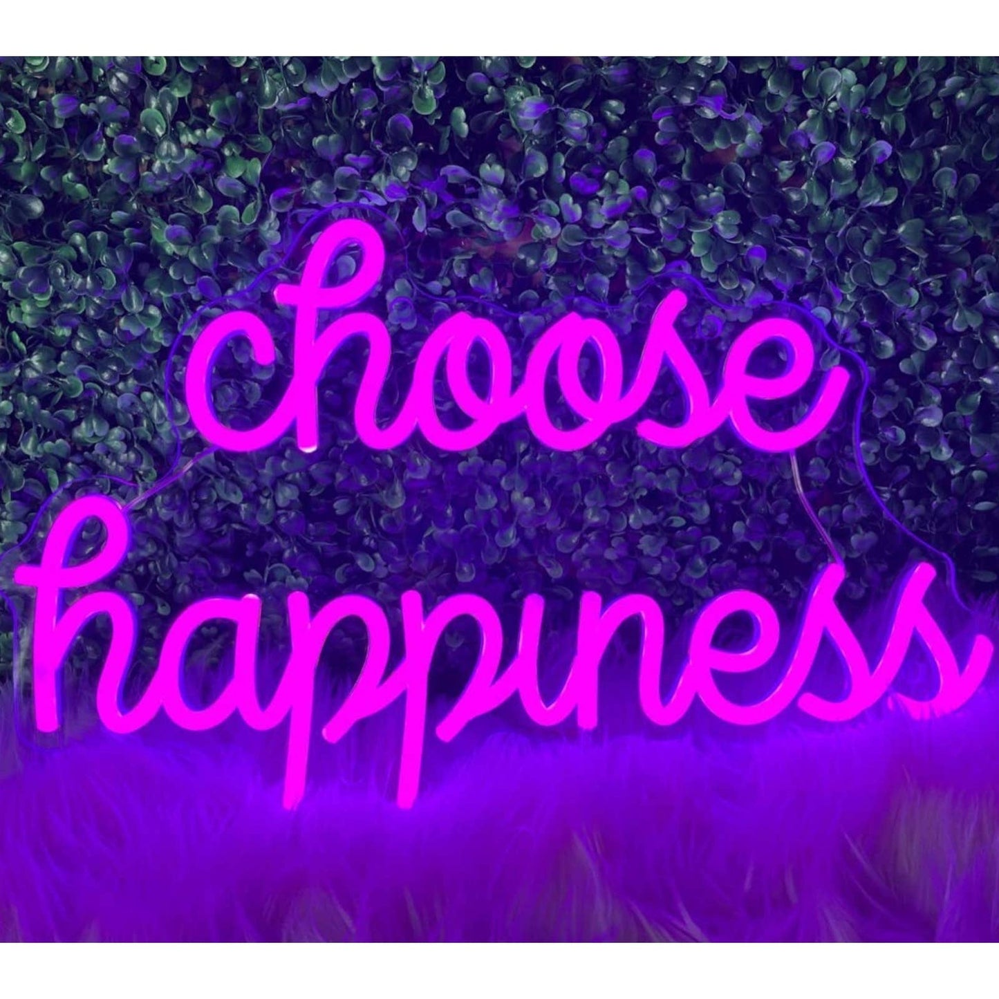 Adorable Large Bright Purple “Choose Happiness” LED Night Light Room Wall Decor