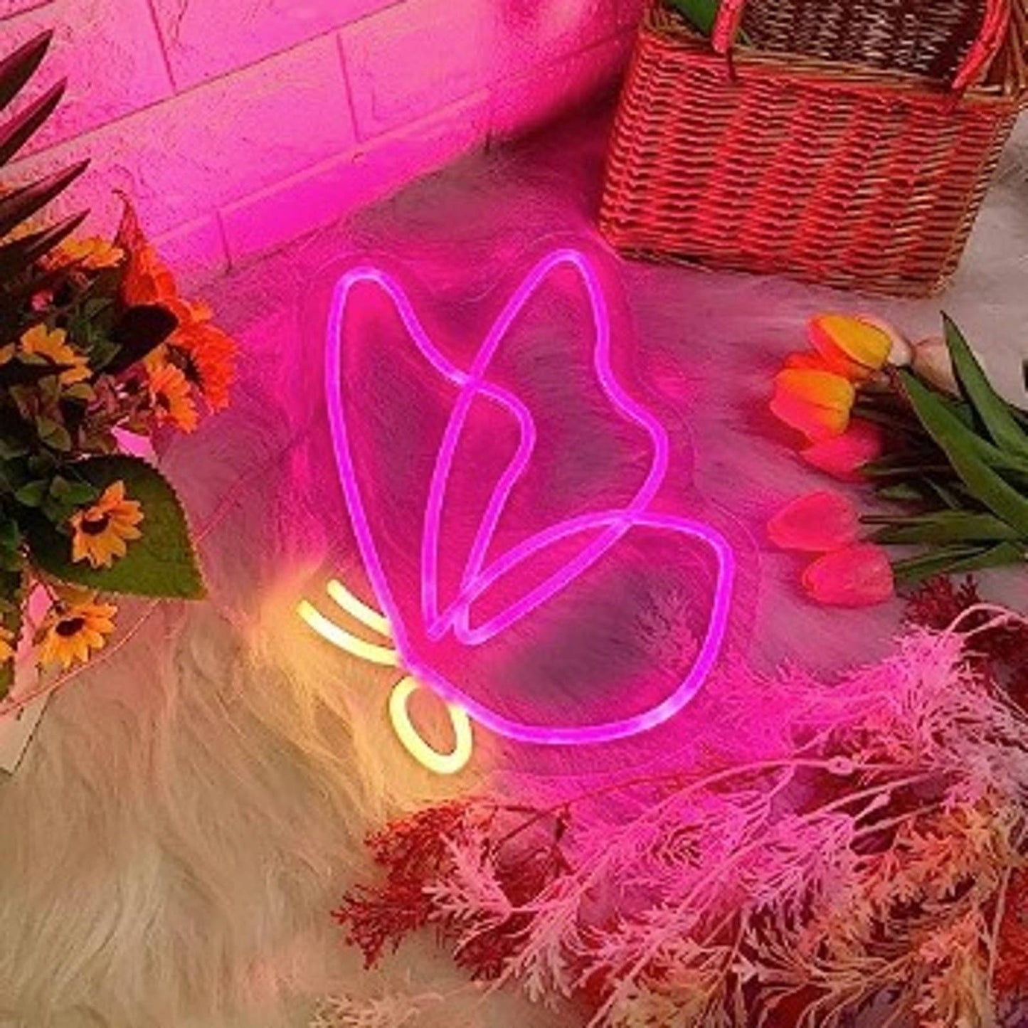 Super Adorable Bright Pink Butterly LED Night Light Room Wall Decoration