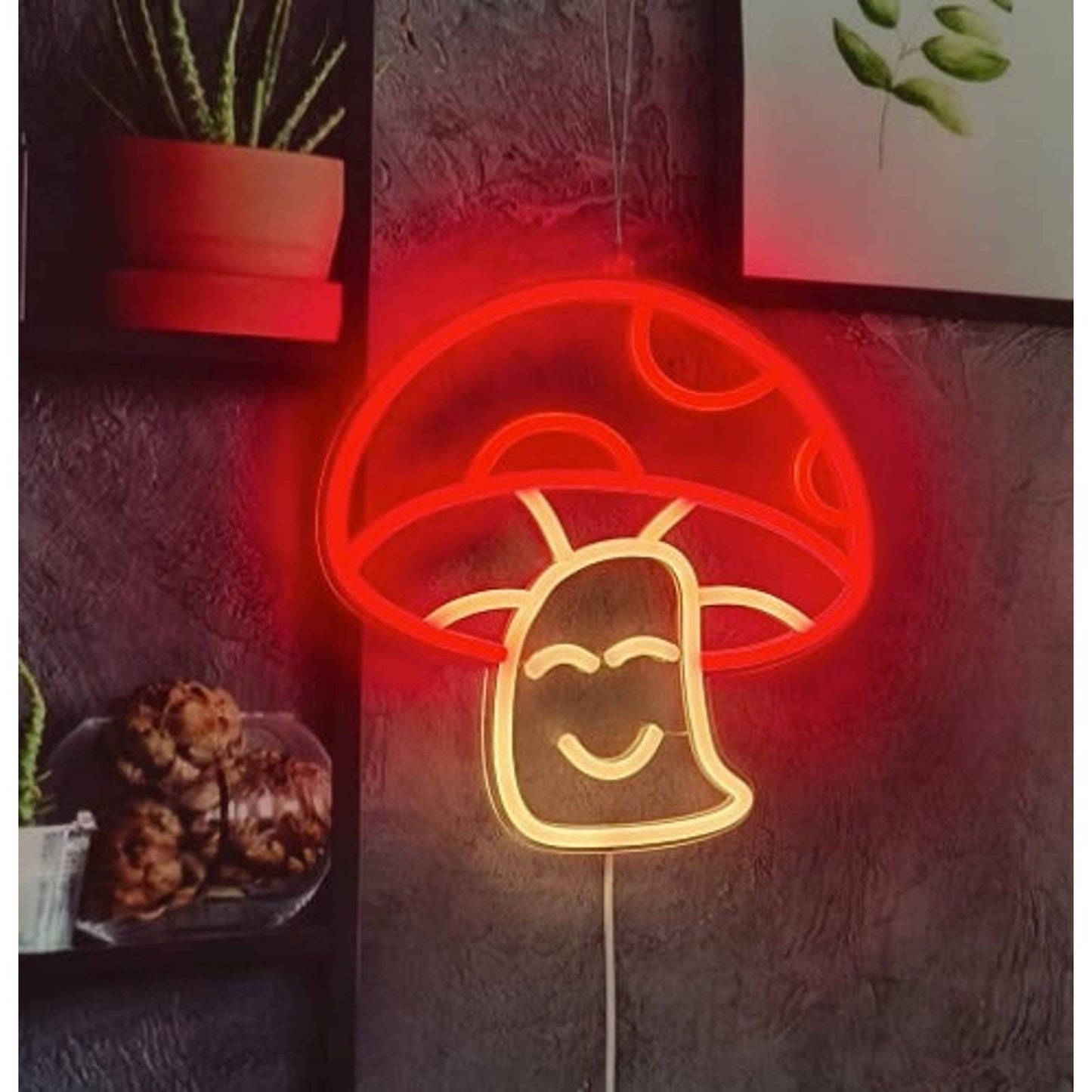 Lovely Bright Plump Happy Red Mushroom LED Night Light Rom Wall Decoration