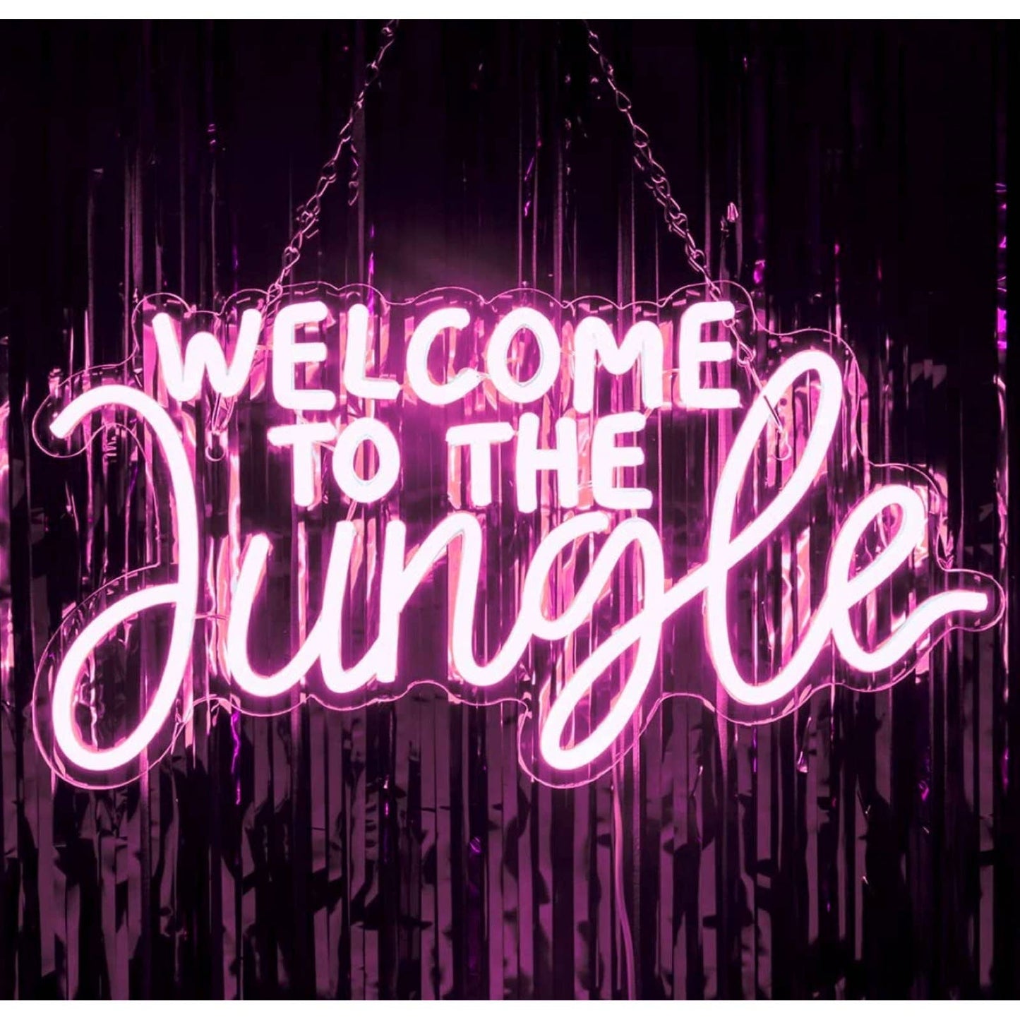 Lovely Bright Hot Pink “Welcome to the Jungle” LED Night Light Room Wall Decor