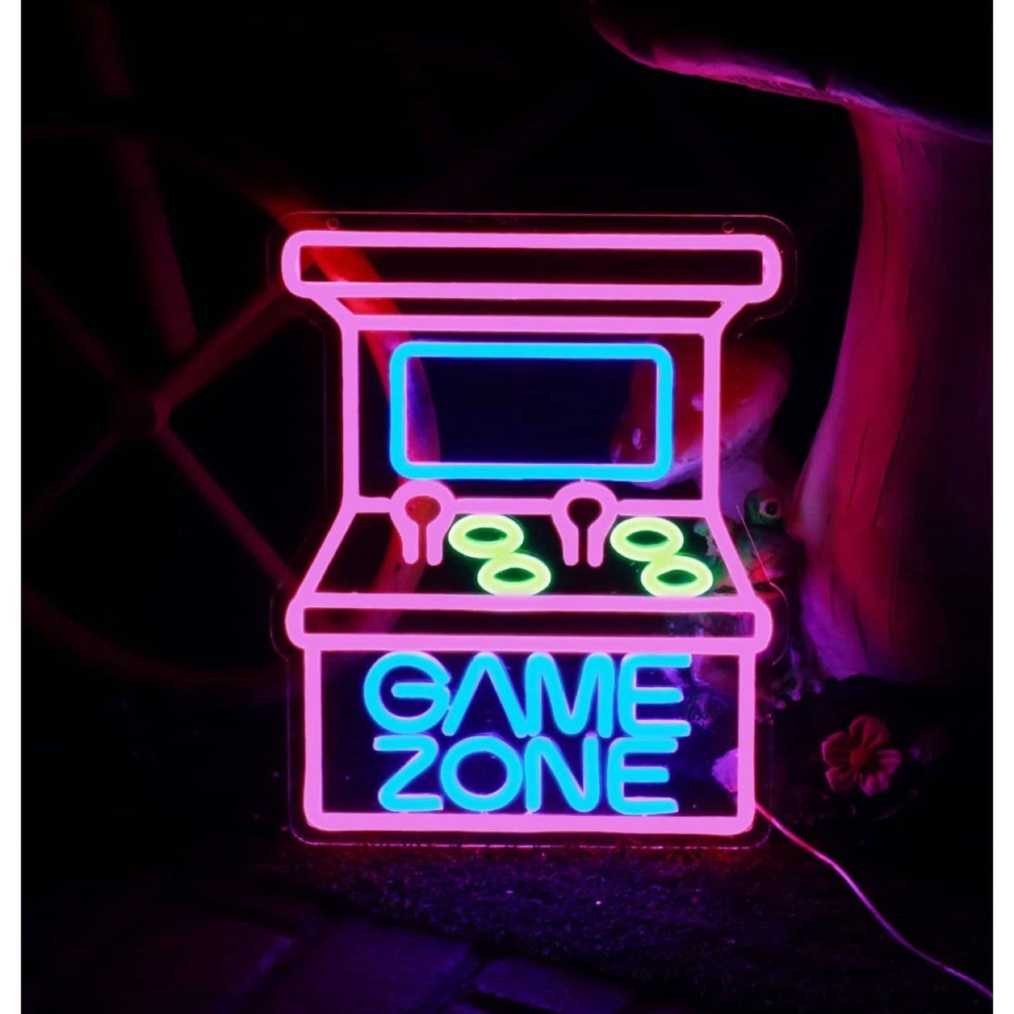 Fun Bright Pink / Blue Retro Arcade Game Zone LED Night Light Room Wall Decorati