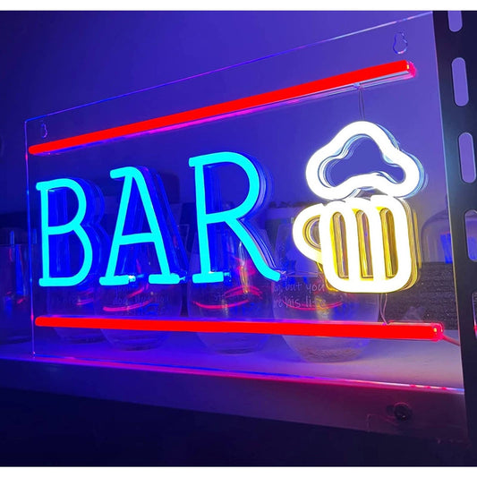 Vivid Bright Red Line Beer Bar LED Night Light Party Room Wall Decoration