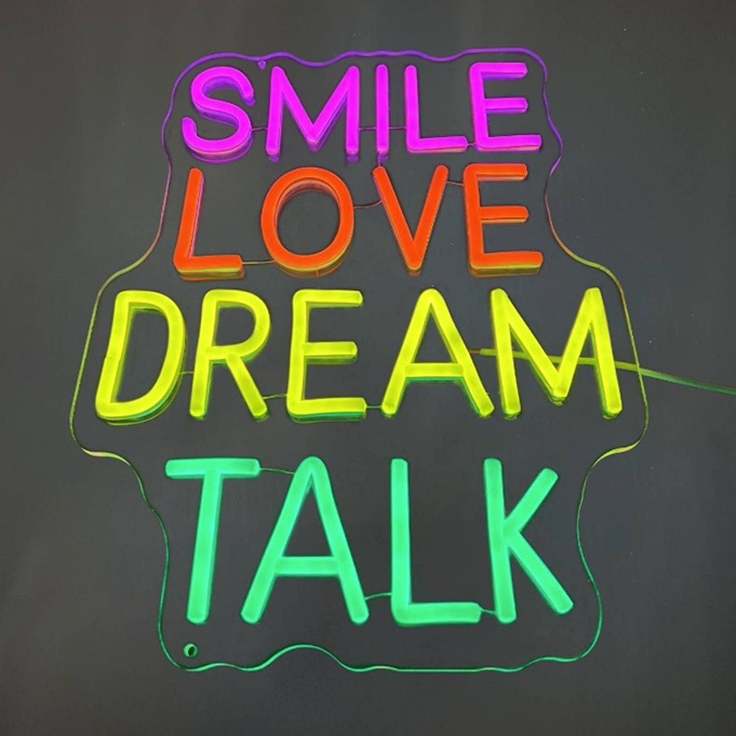 Vivid Bright Colorful “Smile Love Dream Talk” LED Night Light Room Wall Decor