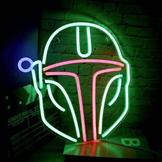 Fun Vivid Bright Green Mandalorian Helmet LED Night Light Star Wars Decoration