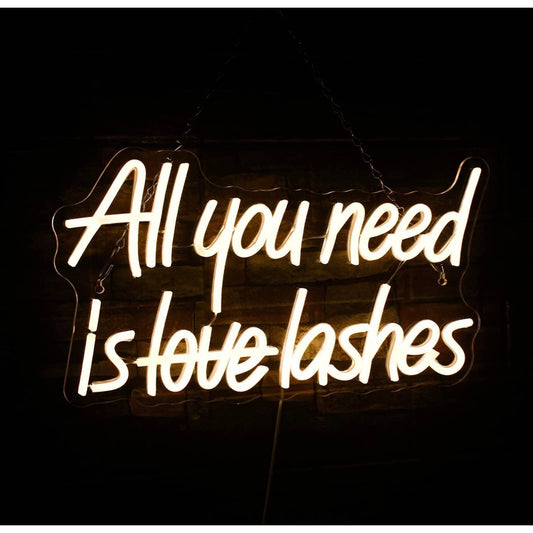 Lovely Bright White “All You Need is Lashes” LED Night Light Salon Spa Decor