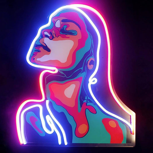 Vivid Artistic Woman Face LED Night Light Room Wall Art Decor