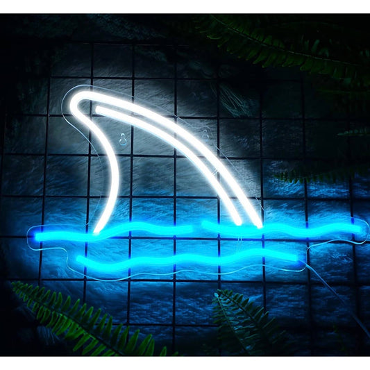 Lovely Bright Blue White Shark Fin LED Night Light Room Wall Decoration