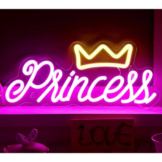 Lovely Bright Pink Princess Crown LED Night Light Room Wall Decoration