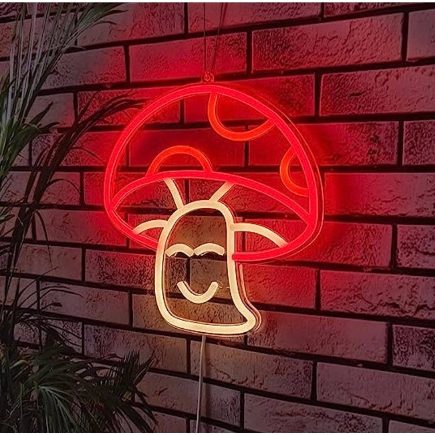 Cute Happy Bright Red Mushroom LED Night Light Room Wall Decor