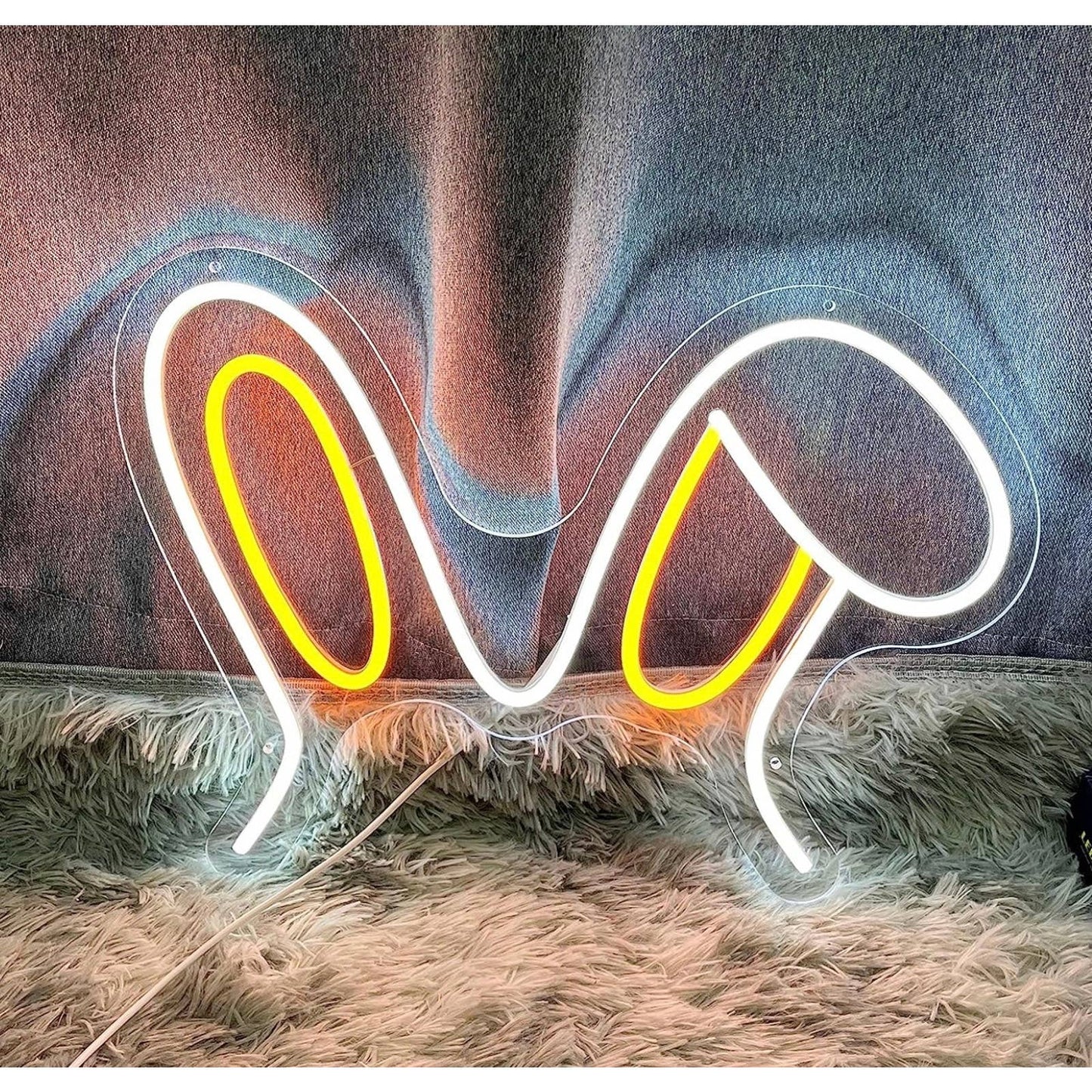 Cute Bright Bunny Rabbit Ears LED Night Light Room Wall Decoration