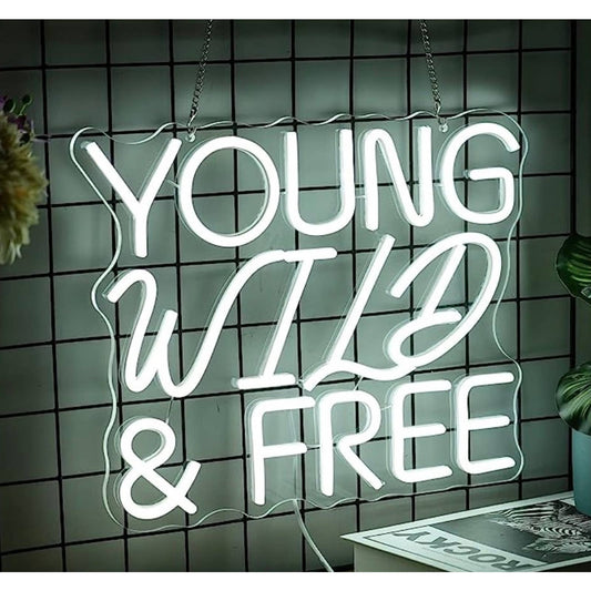 Lovely Bright White “Young, Wild and Free” LED Night Light Room Wall Decor
