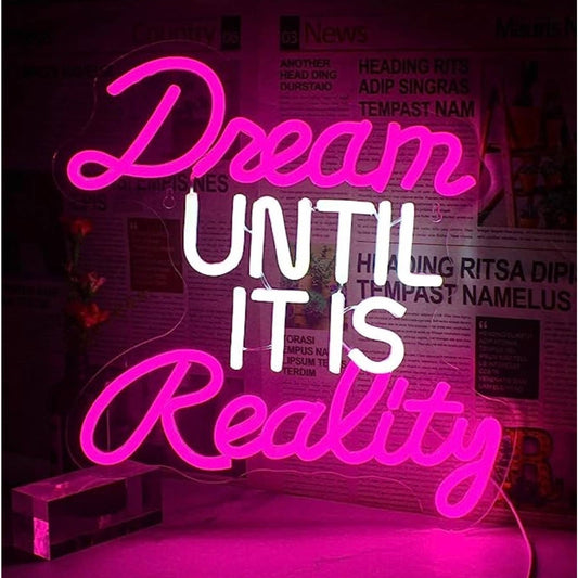 Lovely Bright Empowering “Dream Until it’s Reality” LED Night Light Room Wall De
