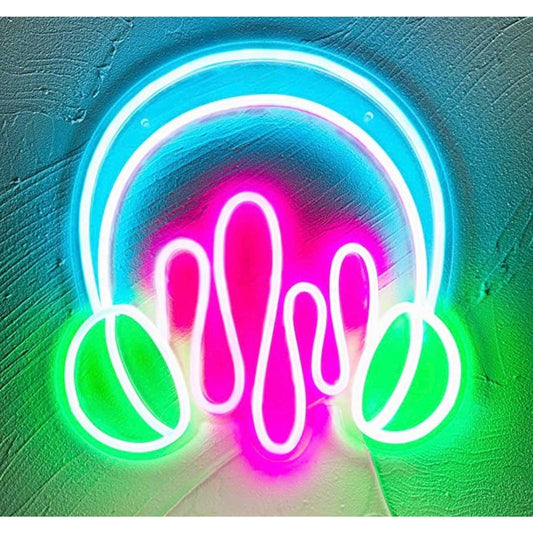 Vivid Bright Colorful Fun Music Headphones LED Night Light Room Wall Decoration