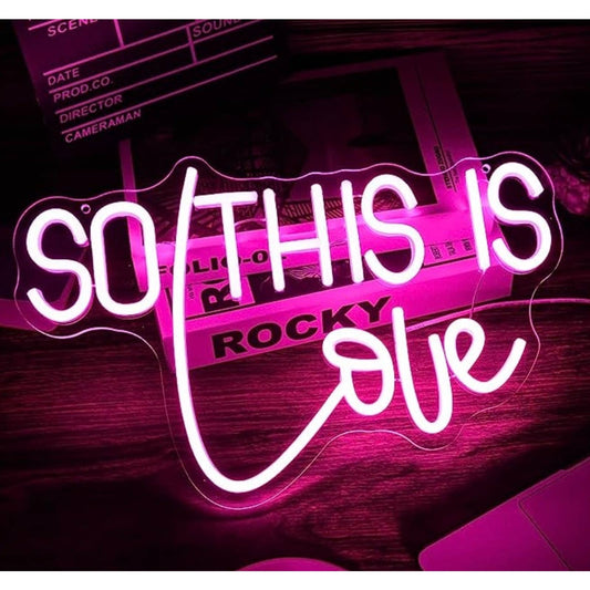 Romantic Bright Pink “So This is Love” LED Night Light Room Wall Decoration