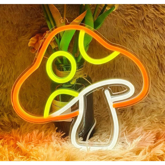 Lovely Bright Orange Yellow Spotted Mushroom LED Night Light Room Wall Decoratio