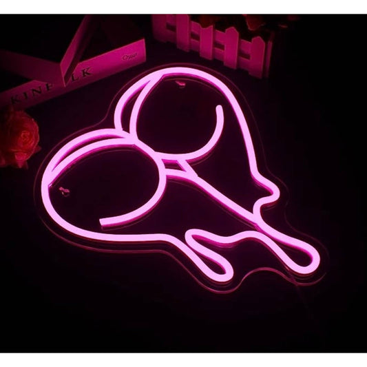 Lovely Bright Hot Pink Melting Heart Booty LED Night Light Room Wall Decoration