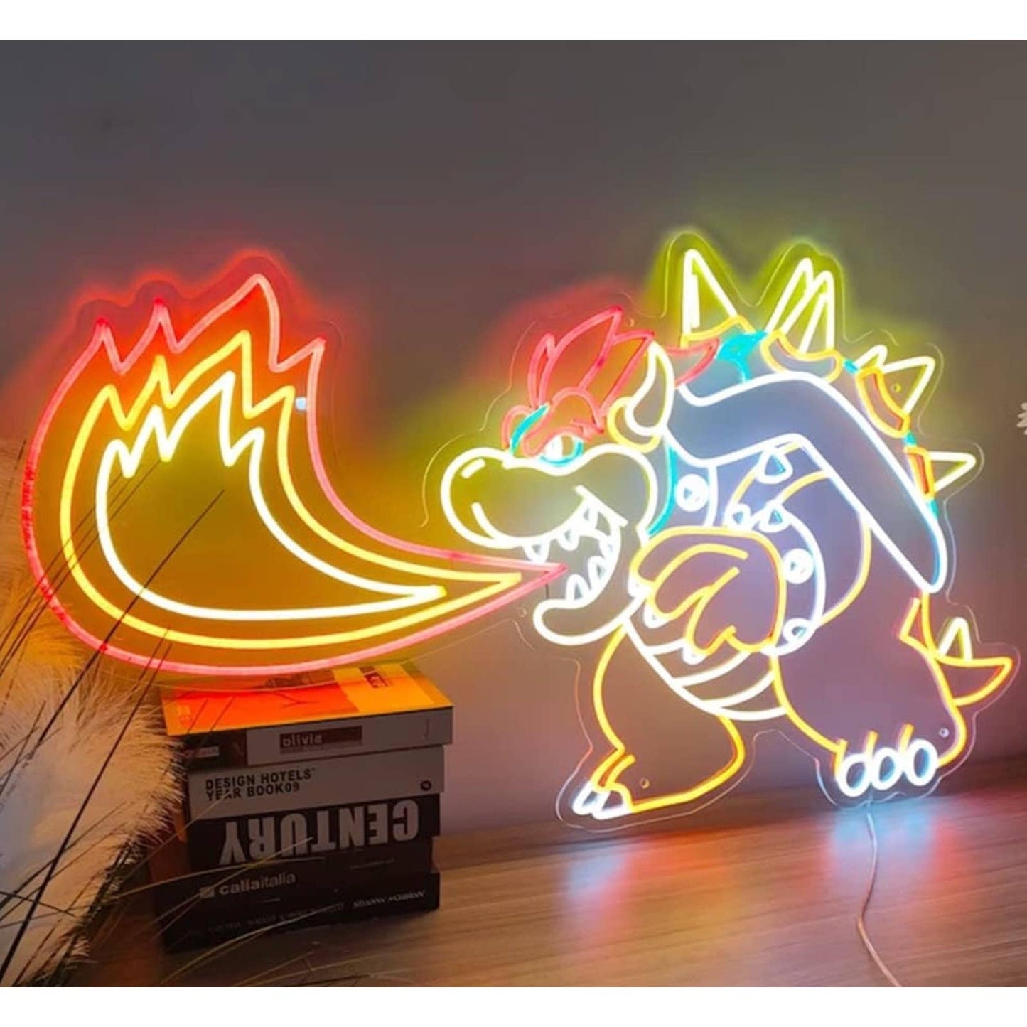 Vivid Colorful Super Mario Koopa King Bowser Dragon LED Light Video Game Decor