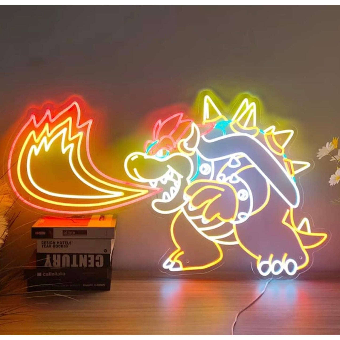 Vivid Colorful Super Mario Koopa King Bowser Dragon LED Light Video Game Decor
