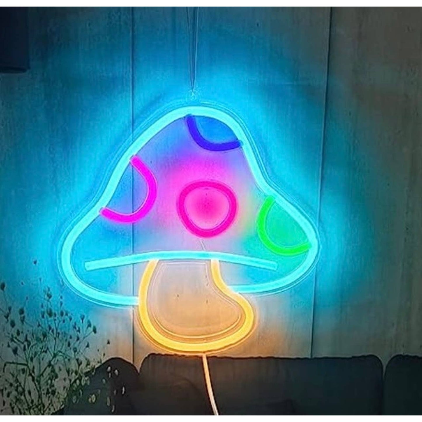 Vivid Bright Rainbow Spotted Mushroom LED Night Light Room Wall Decoration