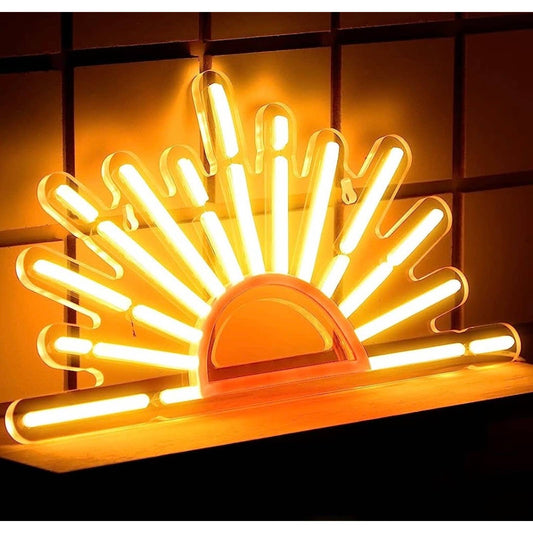 Lovely Bright Orange / Yellow Rising Sun LED Night Light Room Wall Decoration