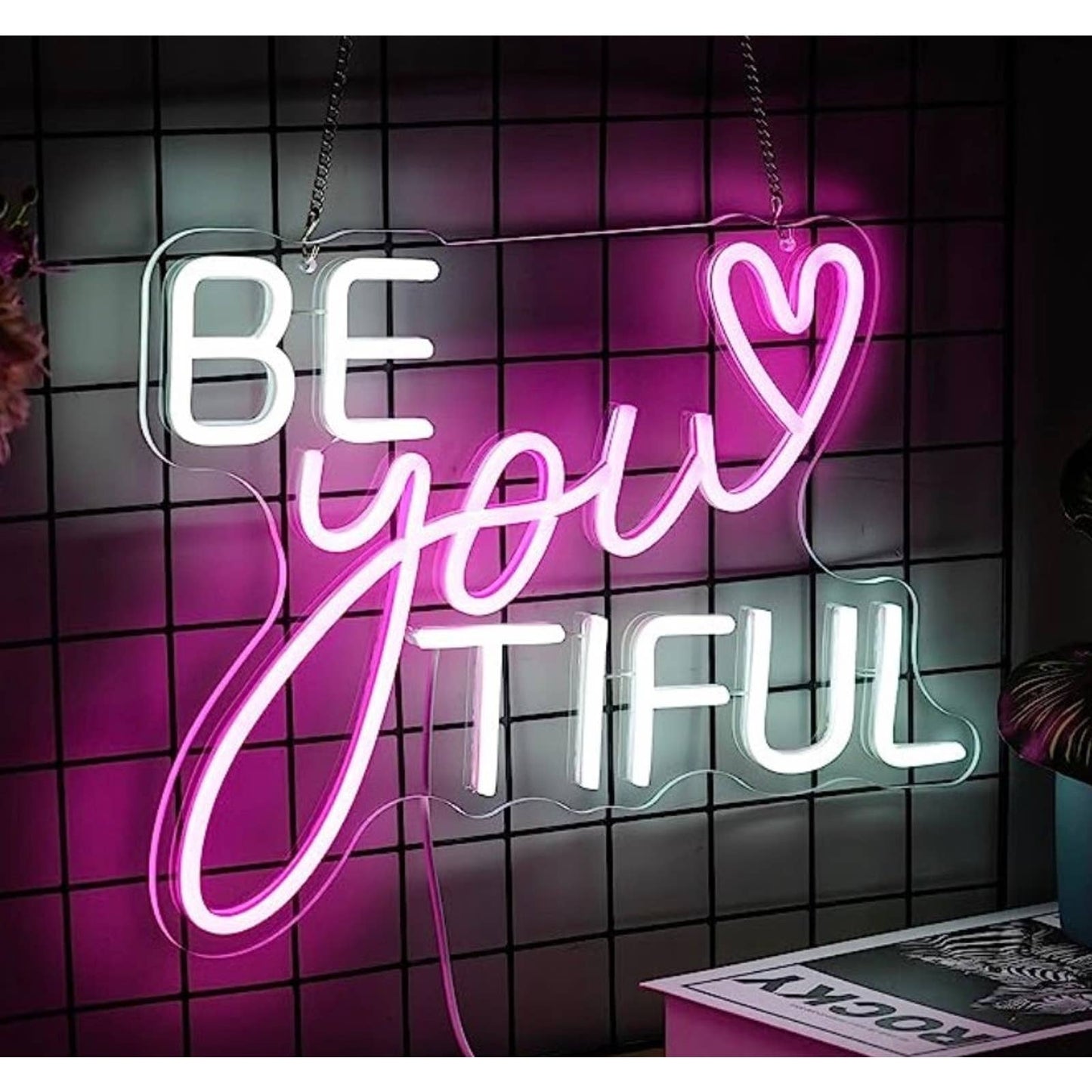 Cute Bright Inspiring “Be You Tiful” Beautiful LED Night Light Room Wall Decor