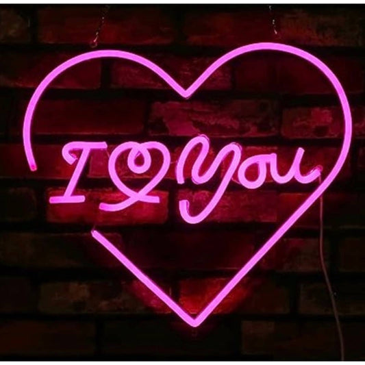 Lovely Bright Vivid Pink I Love You Heart LED Night Light Room Wall Decoration