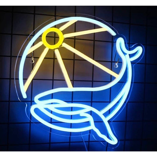 Lovely Cool Bright Whale Sunlight LED Night Light Room Wall Art Decortaion