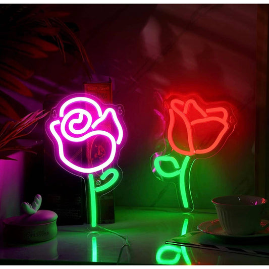 Lovely Bright Red / Pink Rose LED Night Lights Room Wall Decor