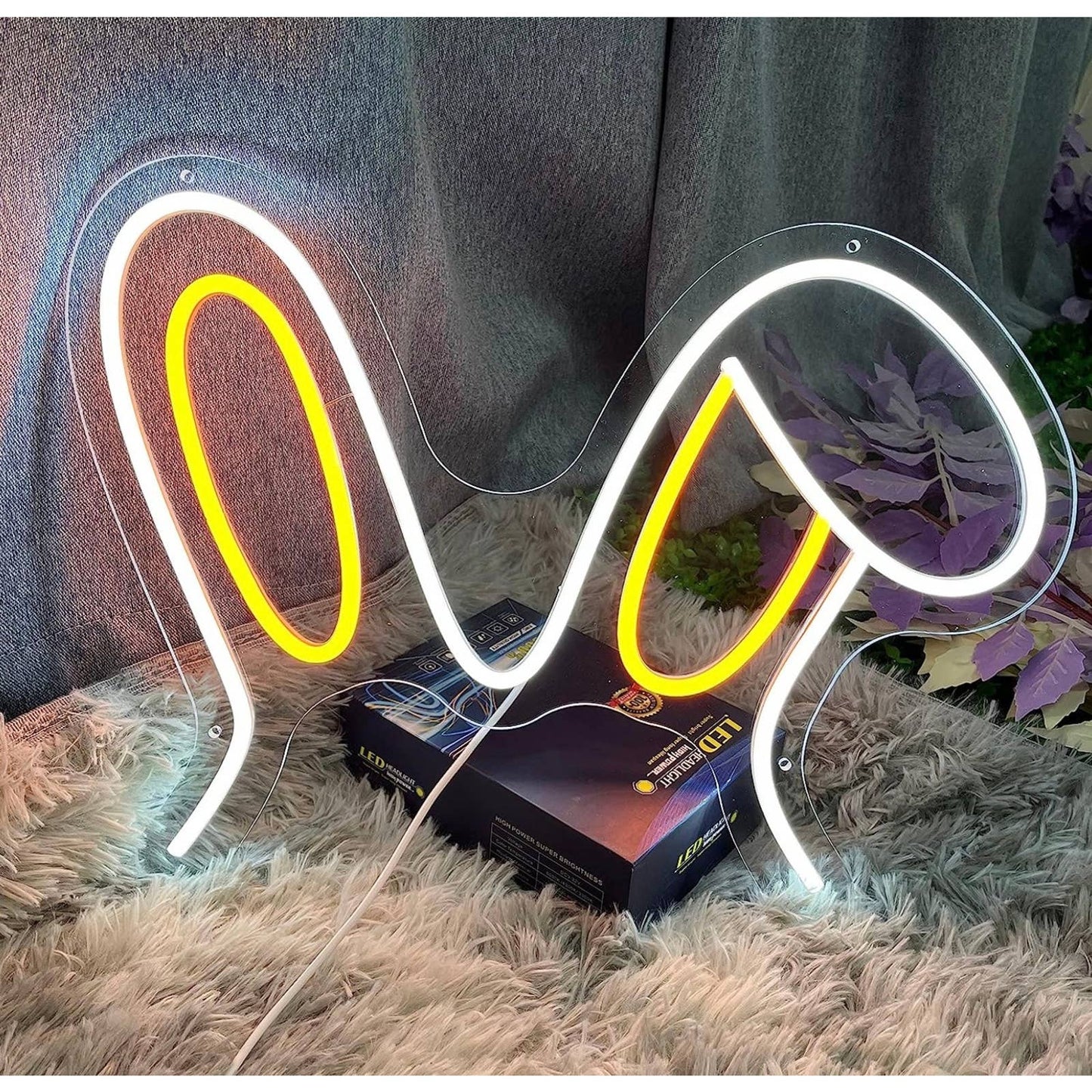 Cute Bright Bunny Rabbit Ears LED Night Light Room Wall Decoration