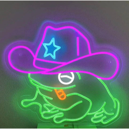 Fun Vivid Bright Colorful Cowboy Frog LED Night Light Room Wall Decoration