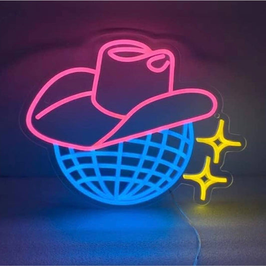 Fun Bright Unique Cowgirl Disco Ball LED Night Light Room Wall Decoration