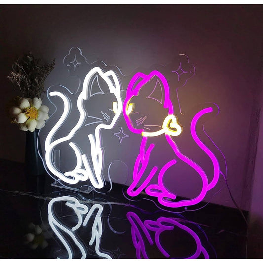 Lovely Bright Luna & Artemis Kitty Cat Sailor Moon LED Night Light Anime Room Wa