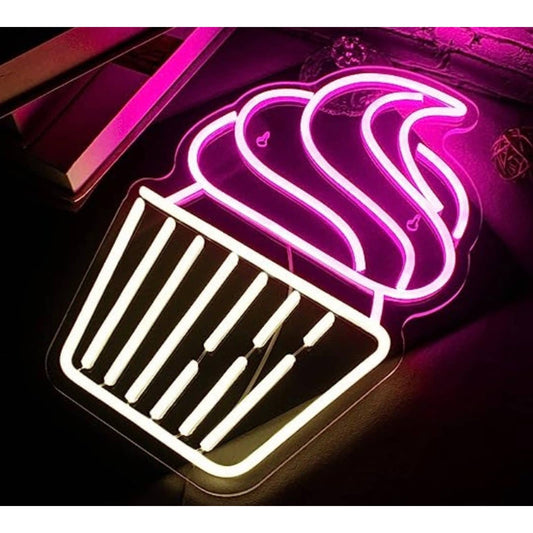 Lovely Bright Pink Tasty Cupcake LED Night Light Room Wall Decoration