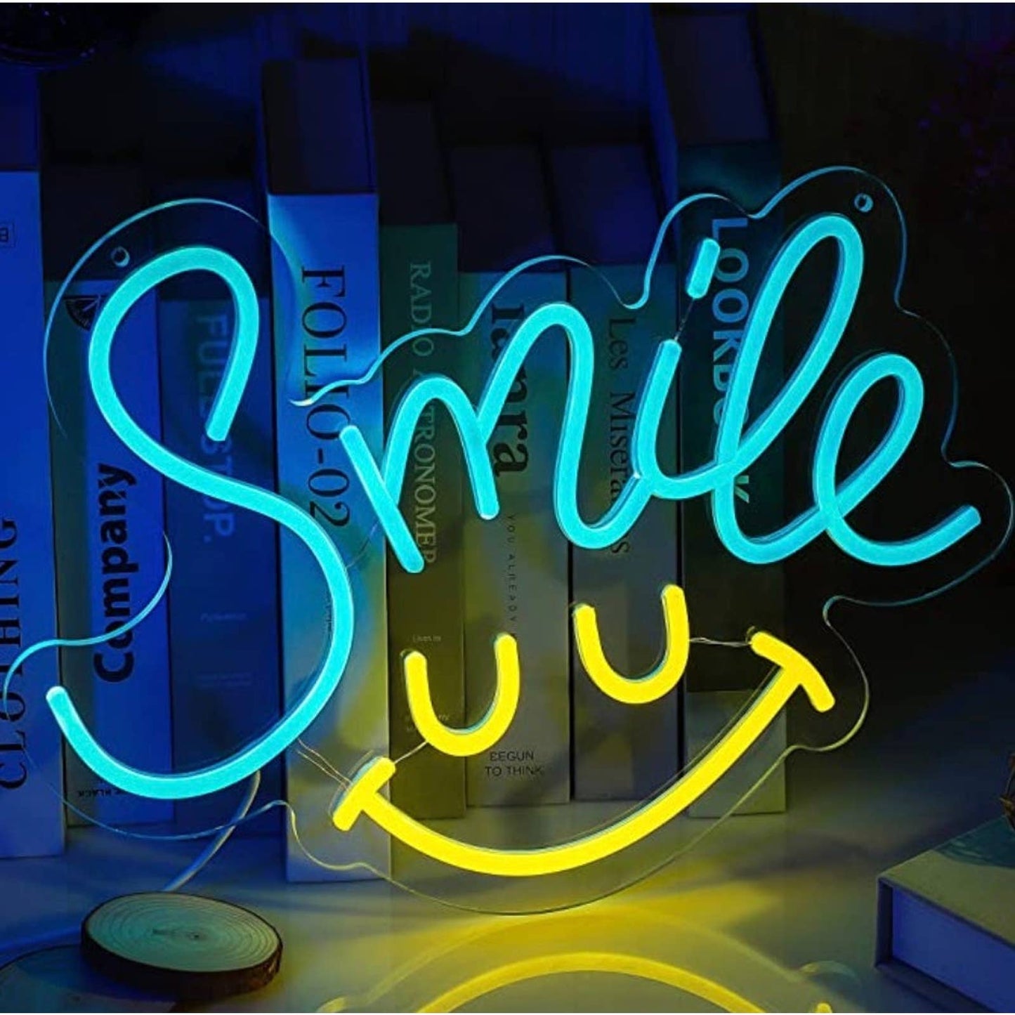 Adorable Bright Blue / Yellow Smile LED Night Light Room Wall Decor