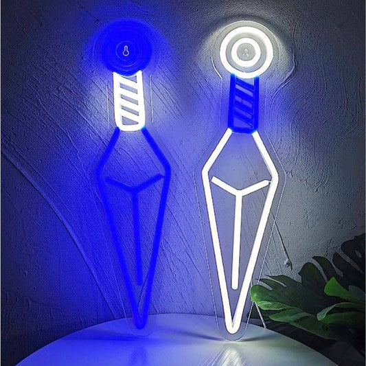 Fun Bright Blue / White Nurato Ninja Kunai Throwing Knife Blade LED Light Anime