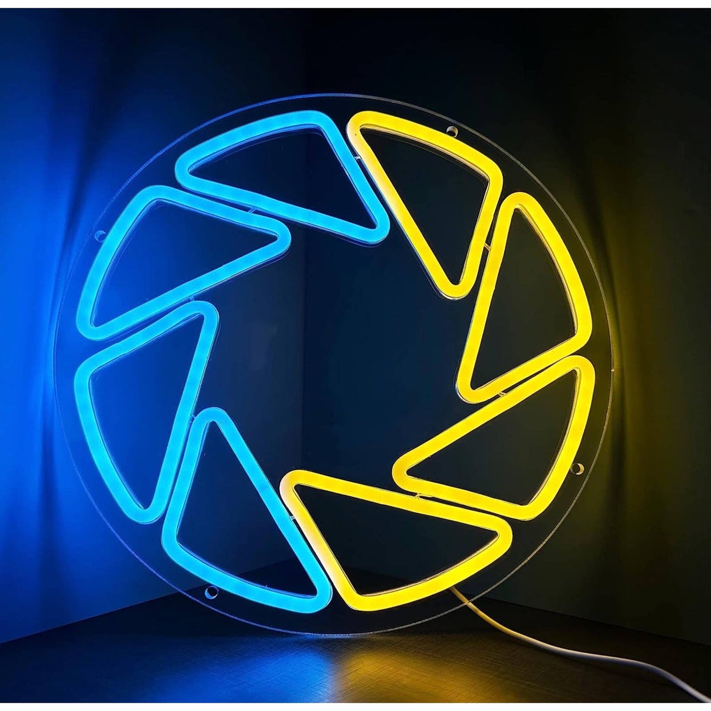Vivid Bright Blue / Yellow Aperture Laboratories LED Night Light Gamer Room Deco