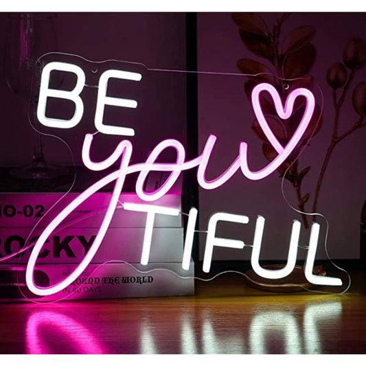 Cute Bright Inspiring “Be You Tiful” Beautiful LED Night Light Room Wall Decor