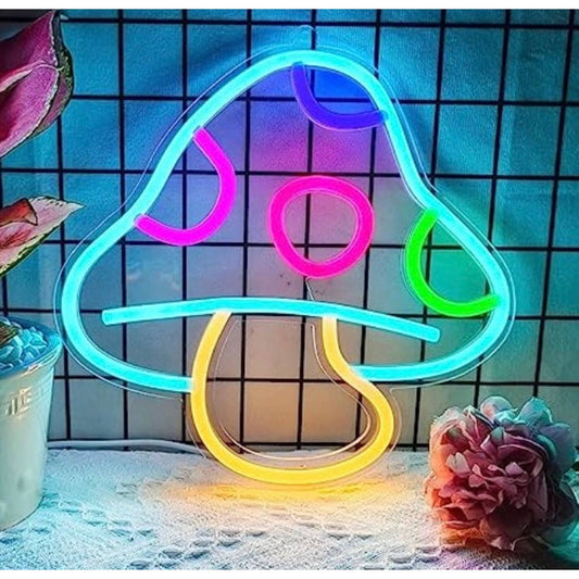 Vivid Bright Rainbow Spotted Mushroom LED Night Light Room Wall Decoration