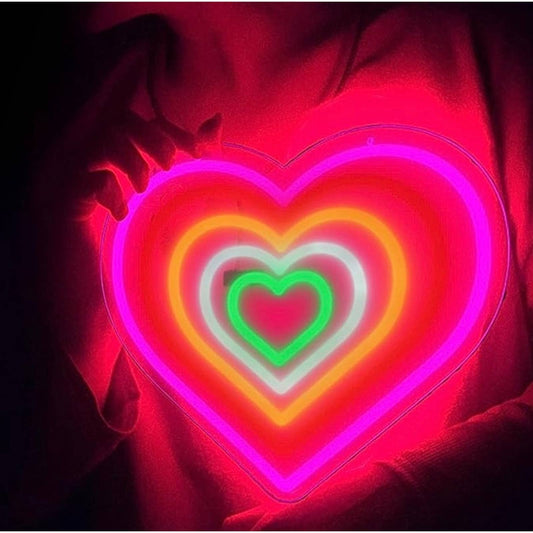 Lovely Bright Rainbow Mesmerizing Love Heart LED Night Light Room Wall Decor
