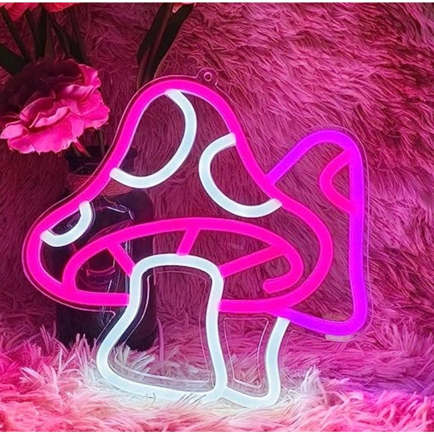 Lovely Vivid Bright Pink Mushrooms LED Night Light Room Wall Decoration