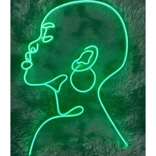 Lovely Bright Vivid Green Silhouette of a Woman LED Night Light Room Wall Art De