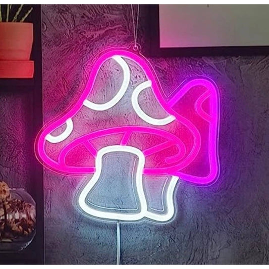 Lovely Vivid Bright Pink Mushrooms LED Night Light Room Wall Decoration